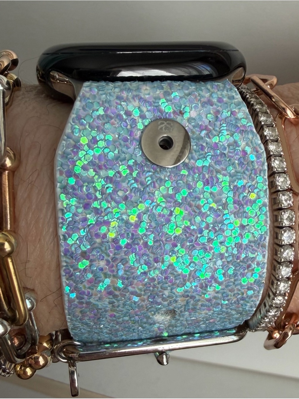 Spark*l band for Apple Watch, Sky Blue Court’s Glitz, size 1